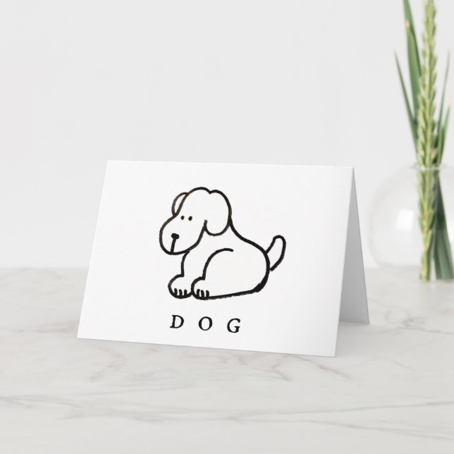 Tarjeta Funny Cartoon Sitting Dog Folded Greeting Card (Anverso)