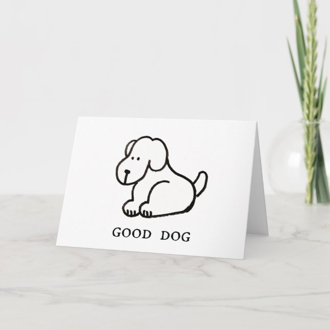 Tarjeta Funny Cartoon Sitting Good Dog Greeting Card (Anverso)
