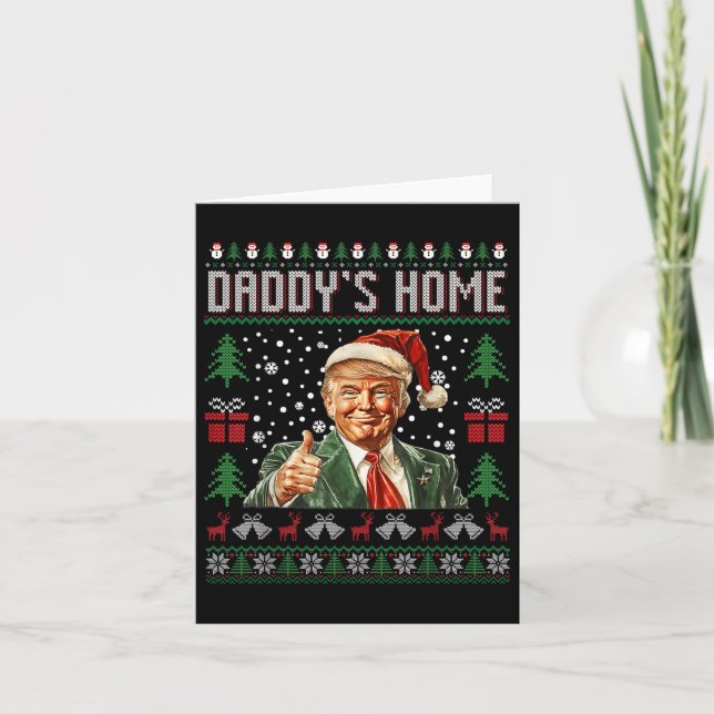 Tarjeta Funny casa Daddys Trump Navidades feos Sweater Xma (Anverso)