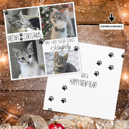 Tarjeta Funny Cat 4 Photo Paw Imprime NAVIDADES MEOWY
