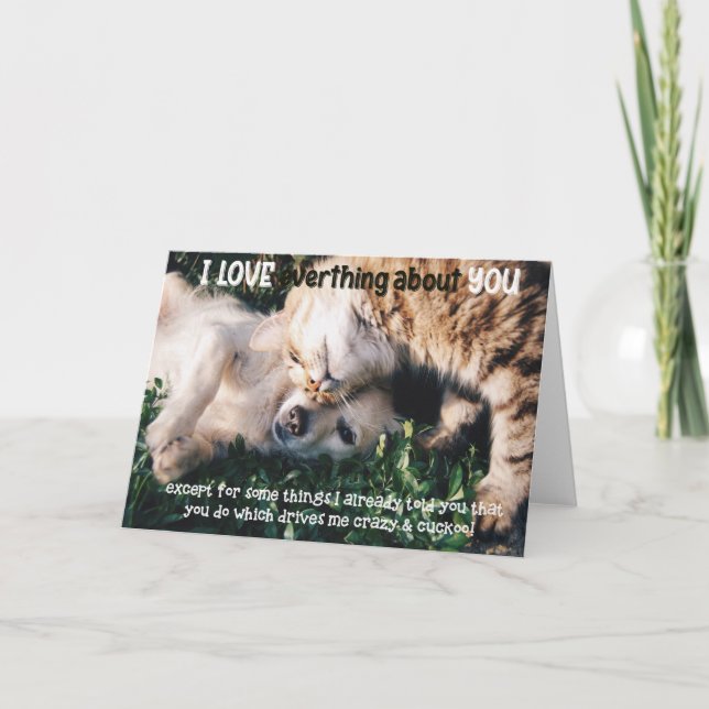 Tarjeta Funny Cat and Dog Birthday Card (Anverso)