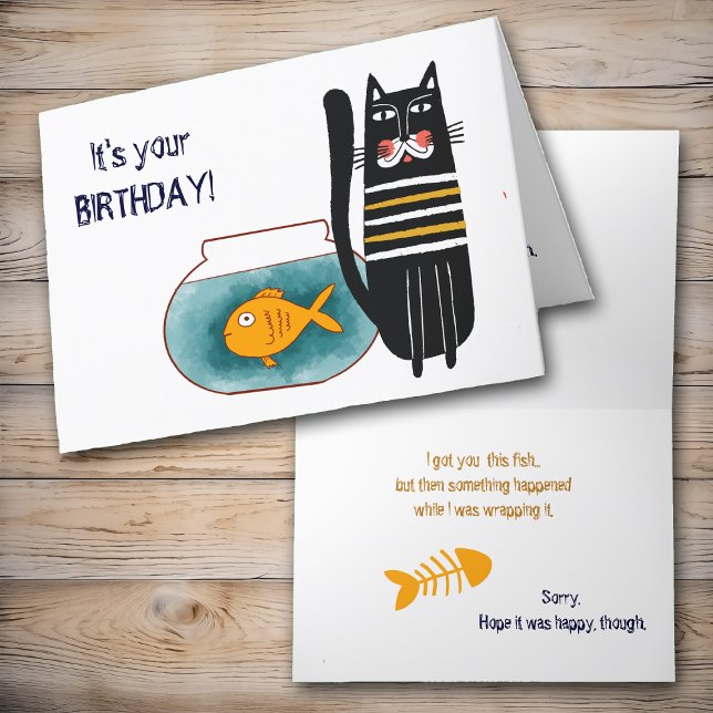 Tarjeta Funny Cat and Fish Birday Card (Subido por el creador)
