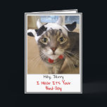 Tarjeta Funny Cat Birthday Card<br><div class="desc">Cute Cat Happy Birthday Card. Personalice el nombre del destinatario y el mensaje.</div>