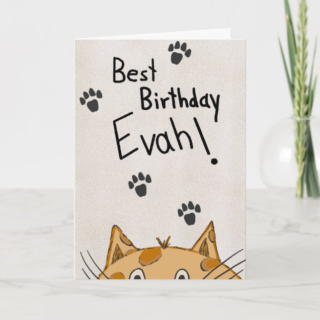 Tarjeta Funny Cat Birthday Card, From the Cat (Anverso)