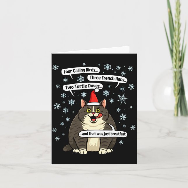 Tarjeta Funny Cat Christmas Carol Meme Merch Santa Hat Kit (Anverso)