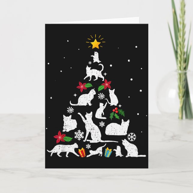 Tarjeta Funny Cat Christmas Tree For Men Women Kids  (Anverso)