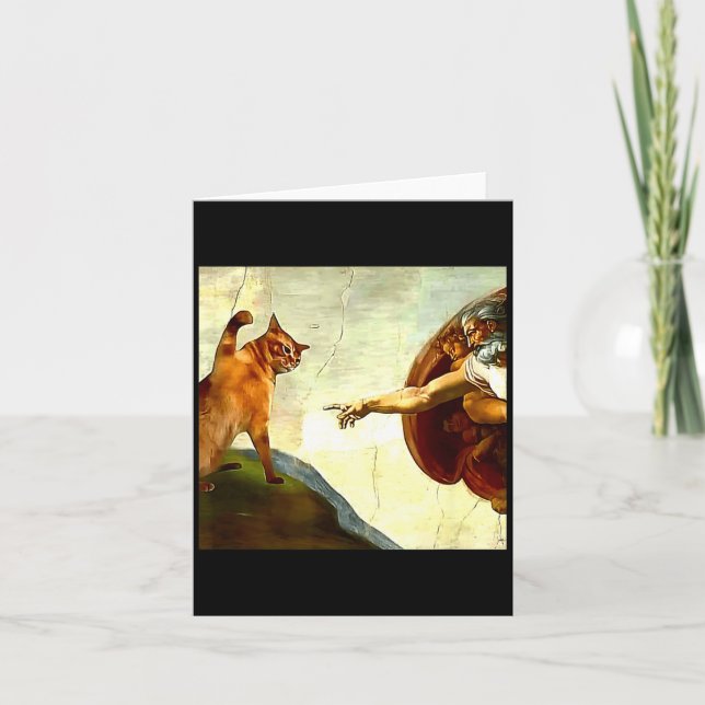 Tarjeta Funny Cat God Creation Of Adam Meme Jesus Christia (Anverso)