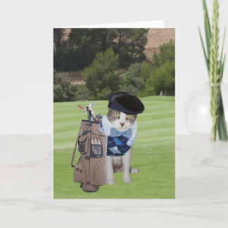 Tarjeta Funny Cat Golfer Birthday