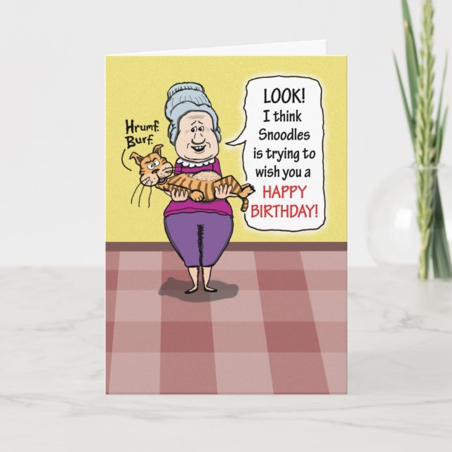 Tarjeta Funny Cat Hairball Birday (Anverso)