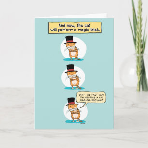Tarjeta Funny Cat Magic Trick Birday