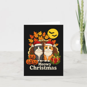 Tarjeta Funny Cat Meowy Navidades - Hallothanksmas Apparel