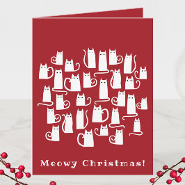 Tarjeta Funny Cat Meowy Navidades Holiday Card