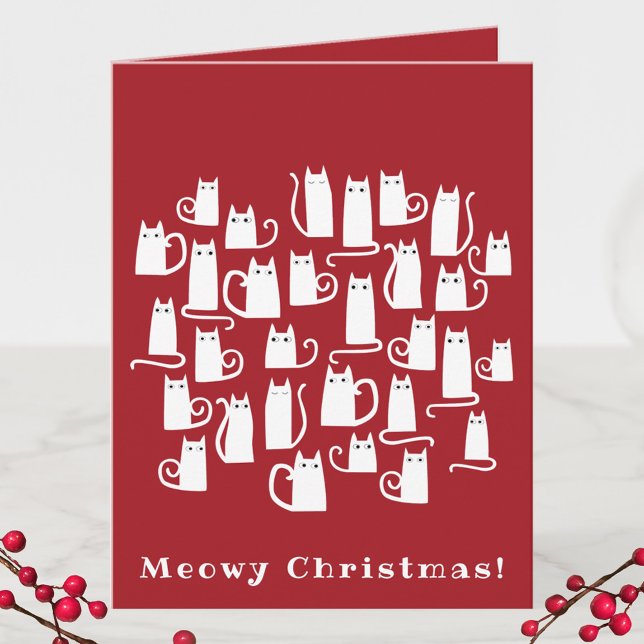 Tarjeta Funny Cat Meowy Navidades Holiday Card (Subido por el creador)