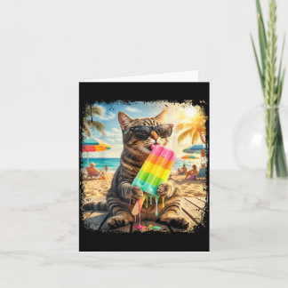 Tarjeta Funny Cat Popsicle Summer Animal Sunglasses Meme