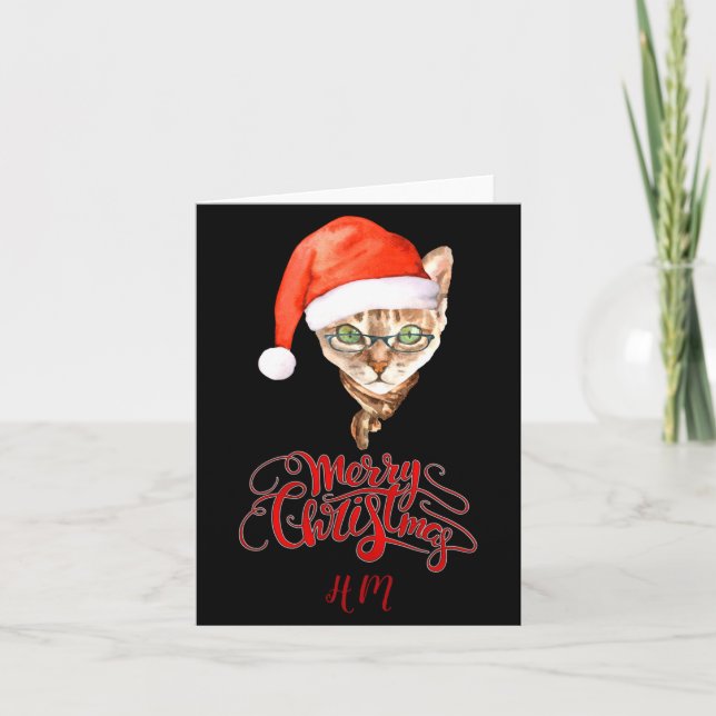 Tarjeta Funny Cat Santa Winter Merry Christmas T Shirt  (Anverso)
