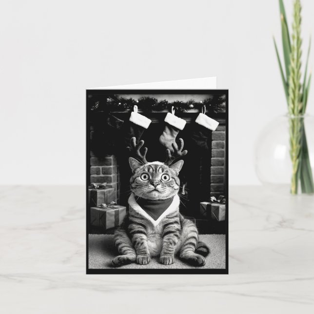 Tarjeta Funny Cat Taking A Selfie Christmas Xmas Pajamas H (Anverso)