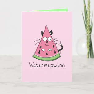 Tarjeta Funny Cat Watermelon Cute Kids