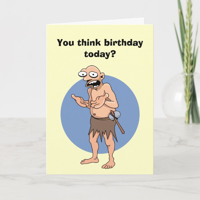 Tarjeta Funny Caveman Birthday Card (Anverso)