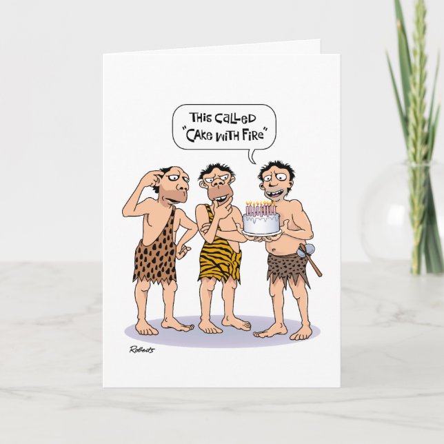 Tarjeta Funny Cavemen Birthday Card (Anverso)