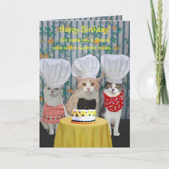 Tarjeta Funny Chef Cats Cumpleaños (Anverso)