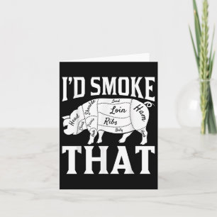 Tarjeta Funny Chef De Bbq Humo De Carne Ahumada Graciosa