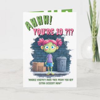 Tarjeta Funny Chica Zombie Birthday
