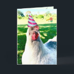 Tarjeta Funny Chicken Birthday Card<br><div class="desc">Foto de un pollo muy lindo con algunos ilustraciones de cumpleaños. Actualice fácilmente el texto.</div>