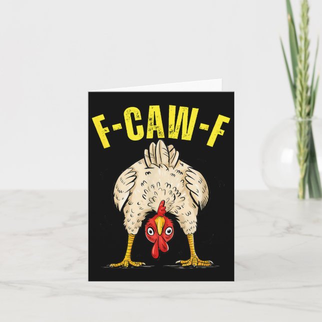 Tarjeta Funny Chicken Butt F-caw-f Rooster Country Farm He (Anverso)
