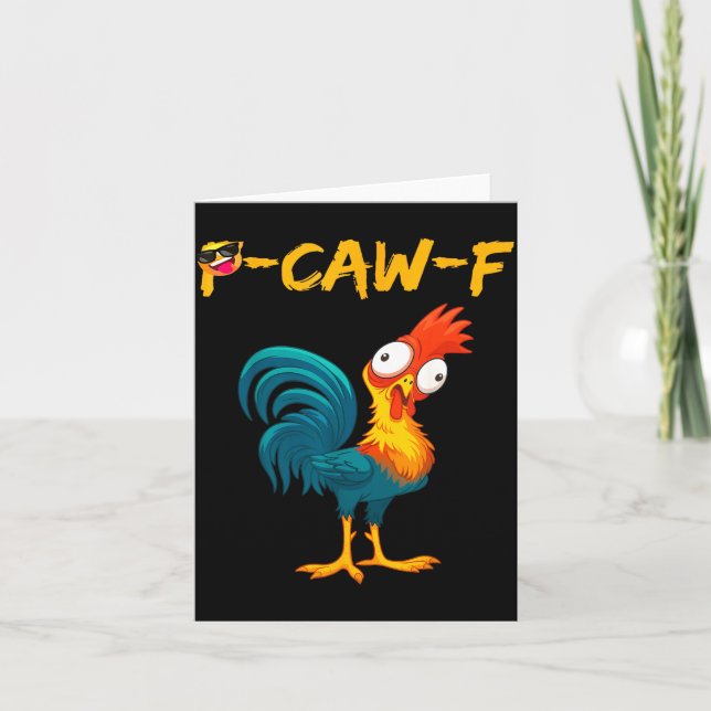 Tarjeta Funny Chicken Humor Quote Rooster Meme Caw F  (Anverso)