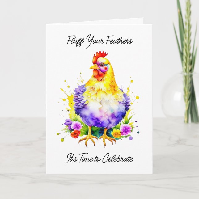 Tarjeta Funny Chicken Puns Birthday (Anverso)