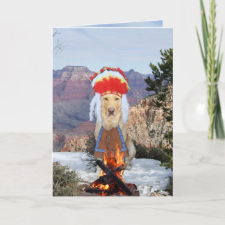 Tarjeta Funny Chief Dog/Lab Señales de humo Cumpleaños