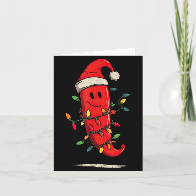 Tarjeta Funny Chili Pepper Christmas Graphics Lights Lover (Anverso)
