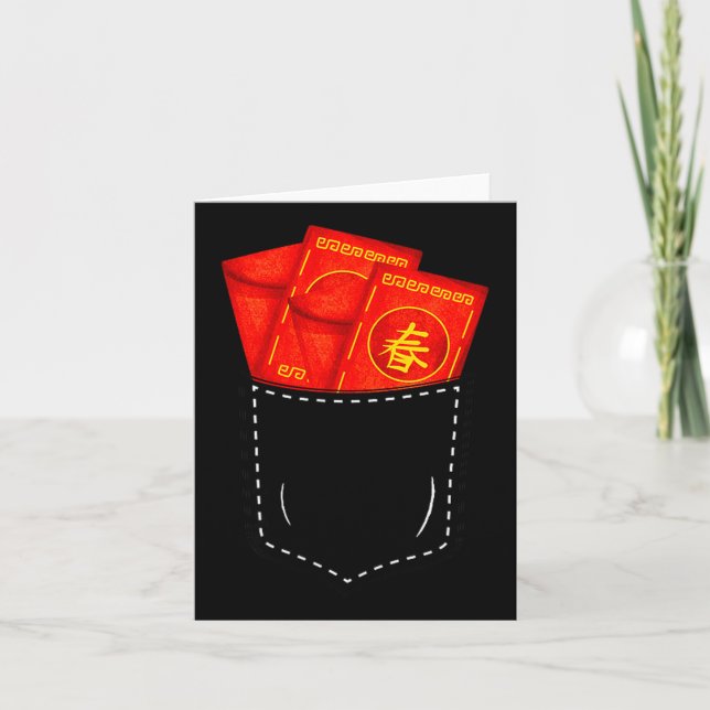 Tarjeta Funny Chinese New Year Fake Cket Red Envelopes Luc (Anverso)