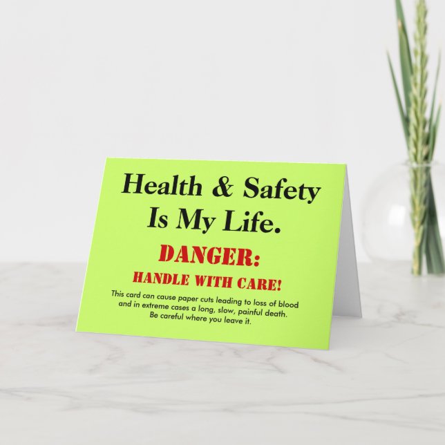 Tarjeta Funny Chiste de Rótulo de salud y seguridad person (Anverso)