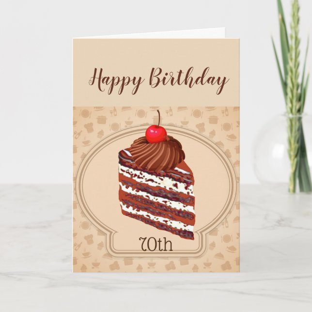 Tarjeta Funny Chocolate Cake 70th Birthday Card (Anverso)