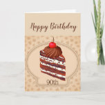 Tarjeta Funny Chocolate Cake 90th Birthday Card<br><div class="desc">Gracioso Humor de Pastel de chocolate en el cumpleaños 90,     en celebración de su cumpleaños y la torta.
Si lo personalizares o lo personalizas a otro año,  por favor recuerda cambiar también el versículo interior.</div>