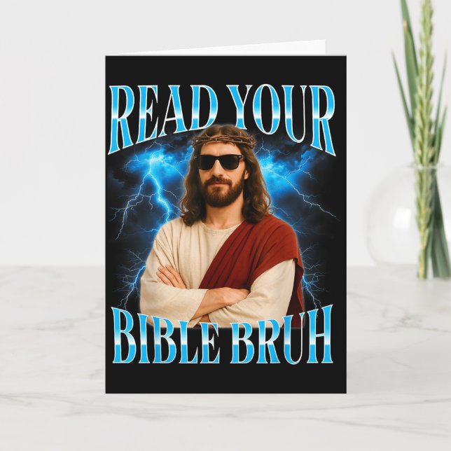 Tarjeta Funny Christian Read Your Bible Bruh  (Anverso)