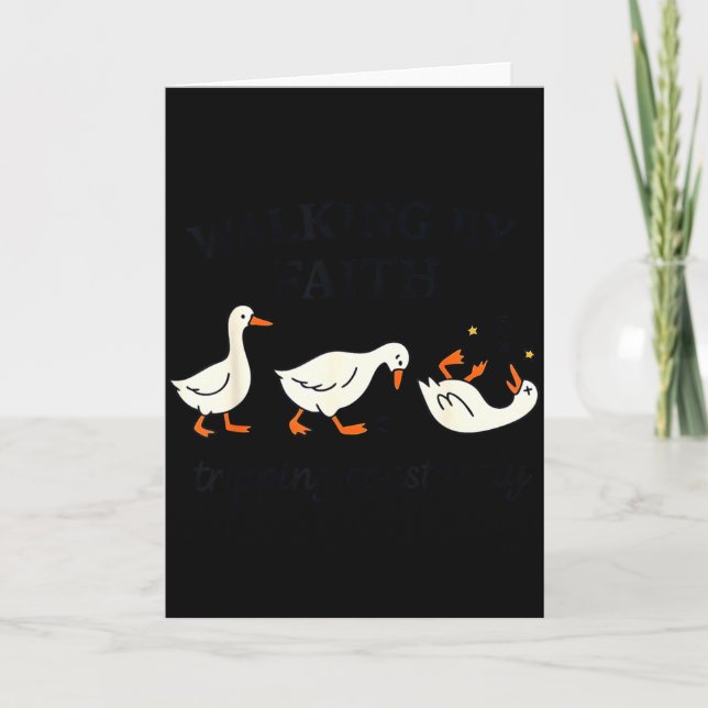 Tarjeta Funny Christian – Walking By Faith Tripng Constant (Anverso)