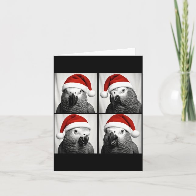 Tarjeta Funny Christmas African G Parrot Santa Photo Booth (Anverso)