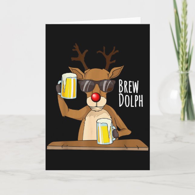 Tarjeta Funny Christmas Alcohol Shirt. Brew Dolph Beer Dri (Anverso)