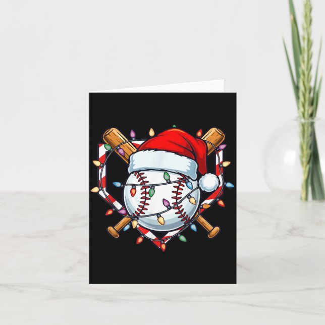 Tarjeta Funny Christmas Baseball Santa Hat For Baseball Pl (Anverso)