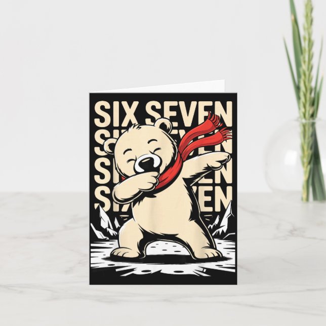 Tarjeta Funny Christmas Bear Dabbing Xmas Dab Six Seven 67 (Anverso)