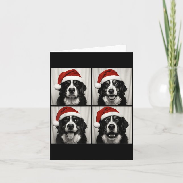 Tarjeta Funny Christmas Bernese Mountain Dog Santa Photo B (Anverso)