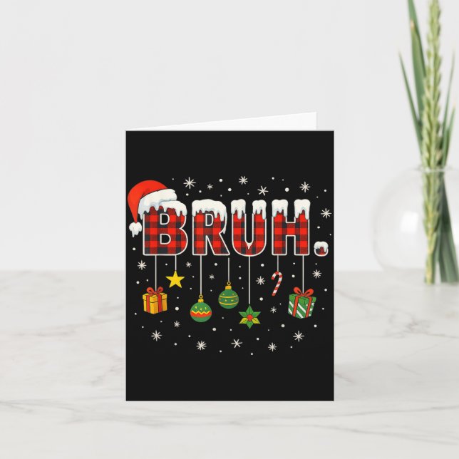 Tarjeta Funny Christmas Bruh Plaid Teens Boys Kids Xmas Pa (Anverso)