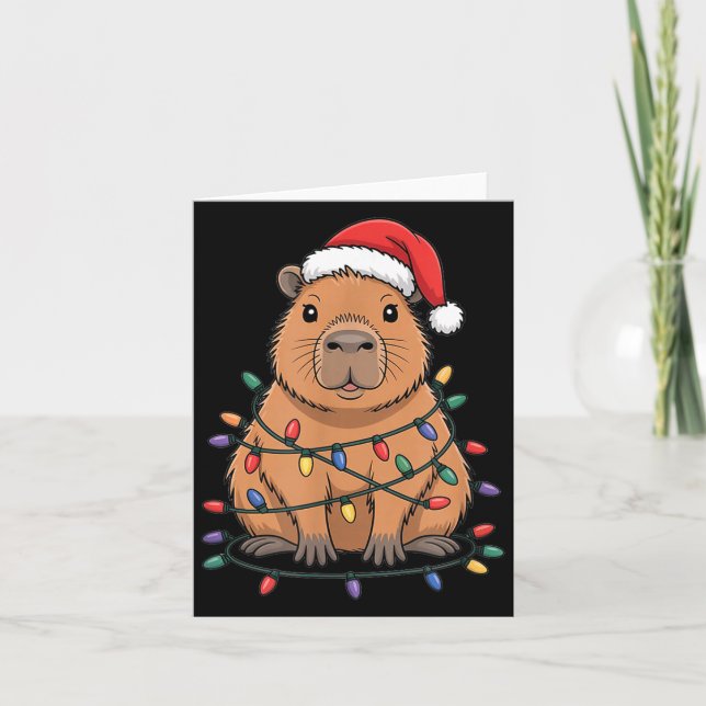 Tarjeta Funny Christmas Capybara Cute Cartoon Desing  (Anverso)