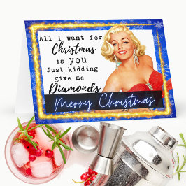 Tarjeta Funny Christmas Card Retro Best Friend Diamonds