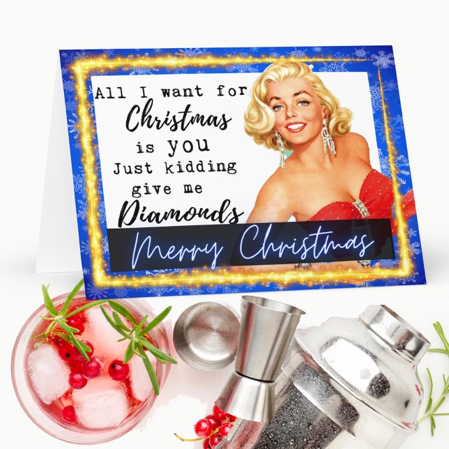 Tarjeta Funny Christmas Card Retro Best Friend Diamonds (Subido por el creador)