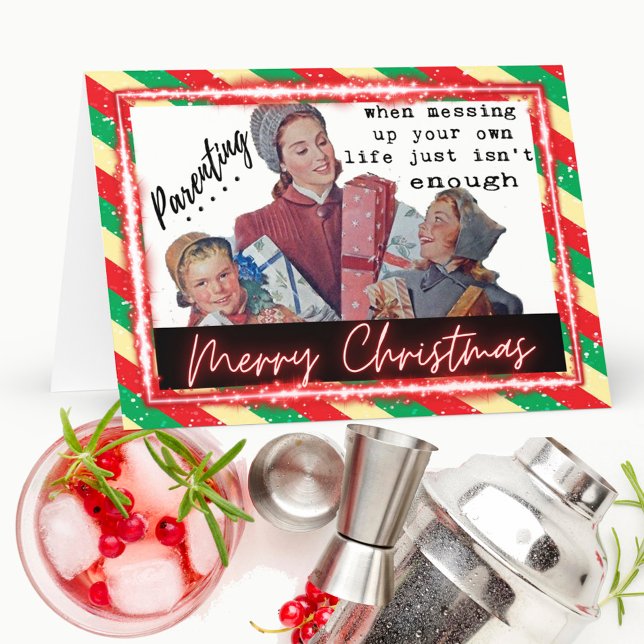 Tarjeta Funny Christmas Card Retro Best Friend "Parenting" (Subido por el creador)