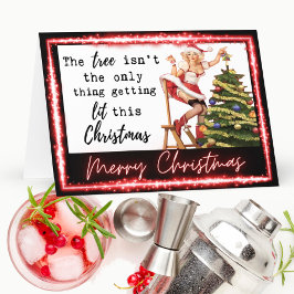Tarjeta Funny Christmas Card Retro Best Friend "Tree Lit"