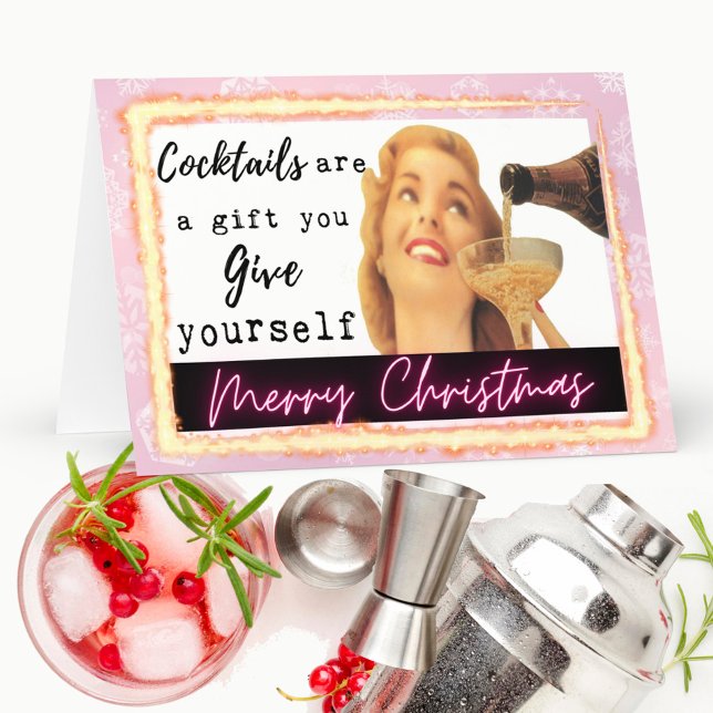 Tarjeta Funny Christmas Card Retro Best Friend "Yourself" (Subido por el creador)